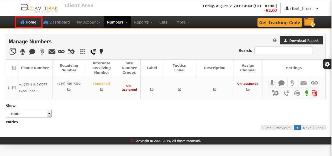 Screenshot of AvidTrak Agency Dashboard View